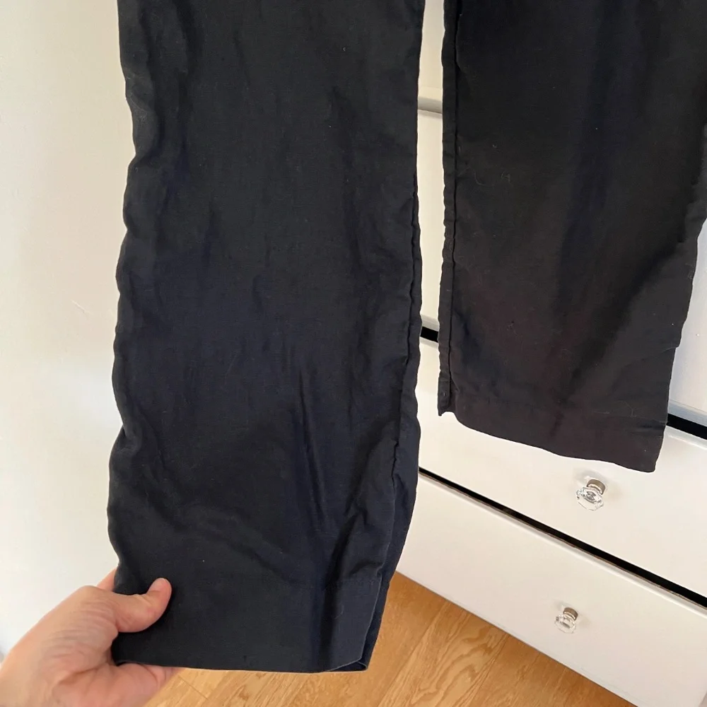 James Perse Black Linen Pull-On Pants Elastic Waist XL